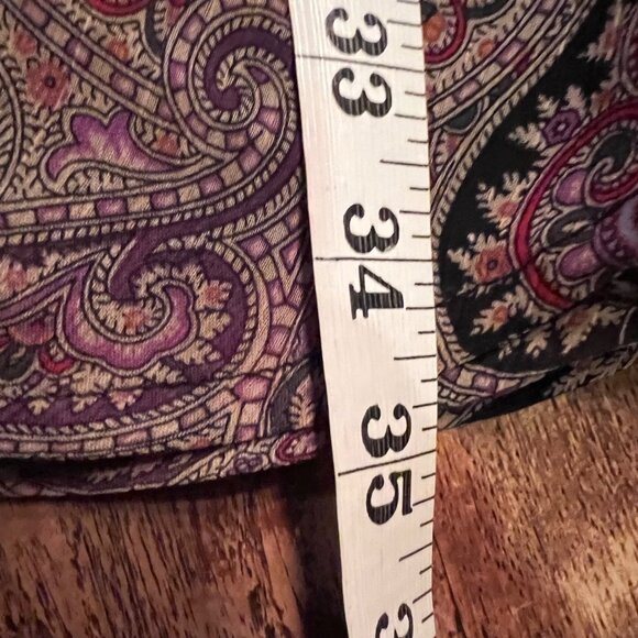 Haver & Blair London Paisley Print Lined Midi Skirt S Black & Purple Polyester - Picture 4 of 7